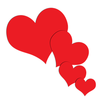 Cascading Red Hearts Graphic PNG Image