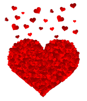 Cascading Red Hearts PNG Image