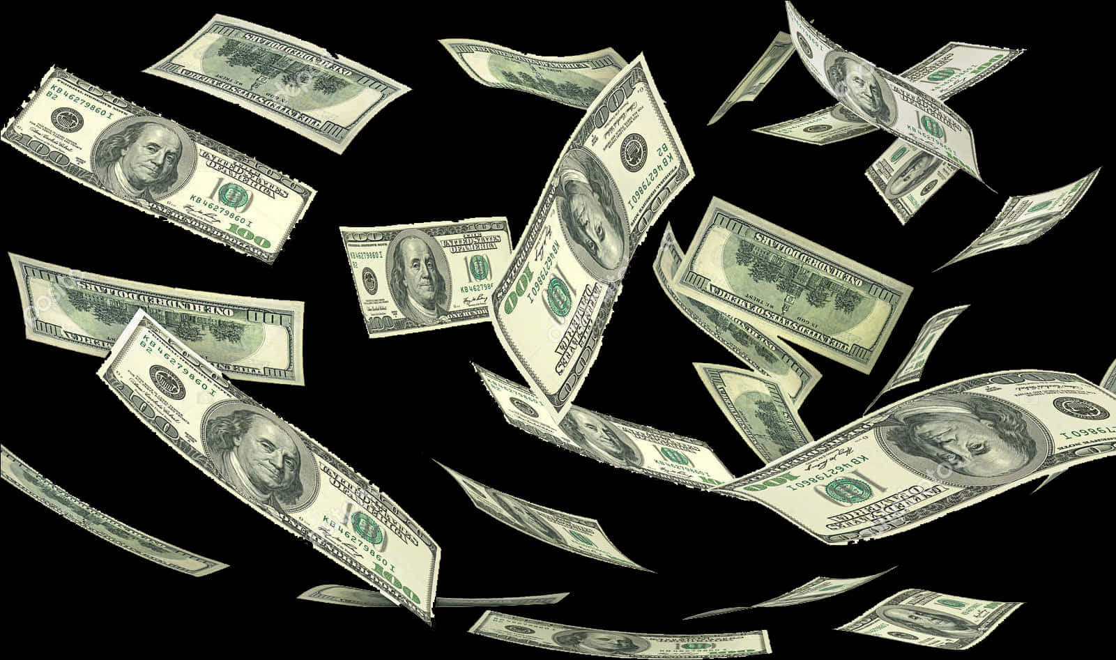 Cash Rain Falling Dollars Background PNG Image