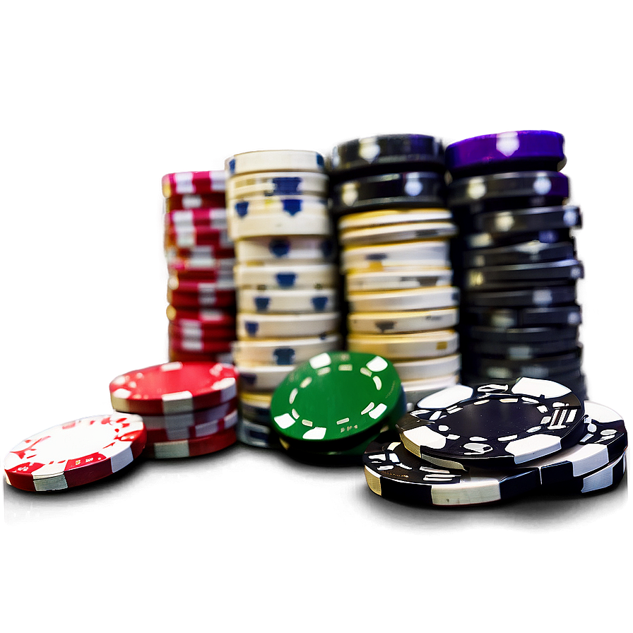 Casino Chips Stacked Variety PNG Image