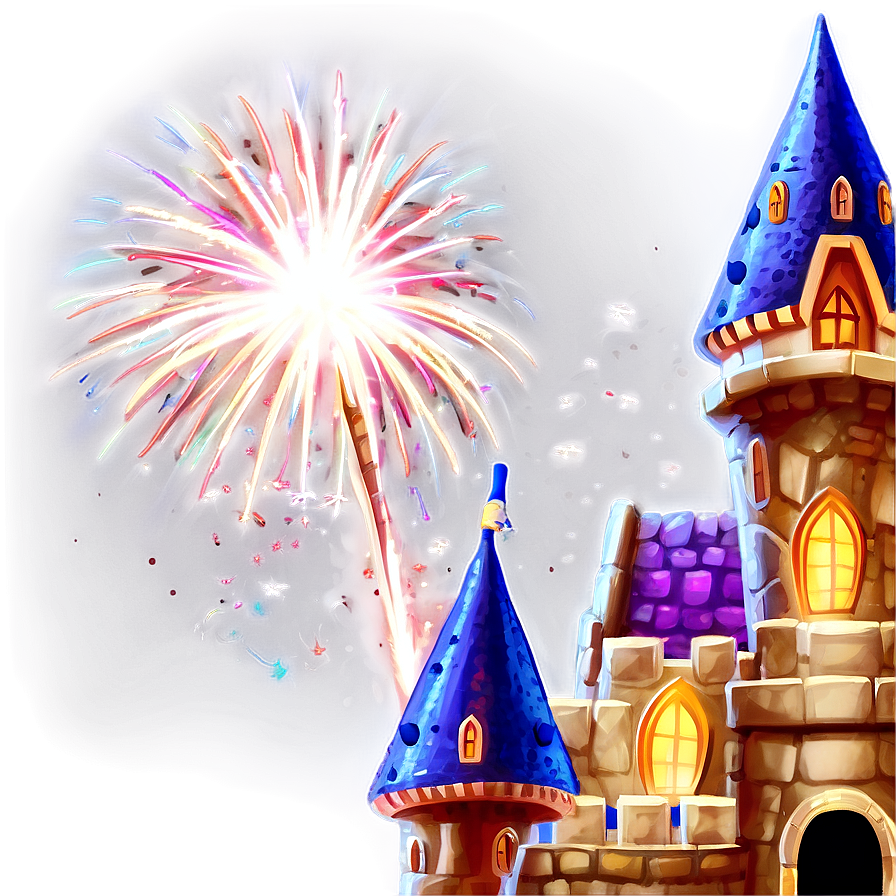 Castle With Fireworks Png 05032024 PNG Image