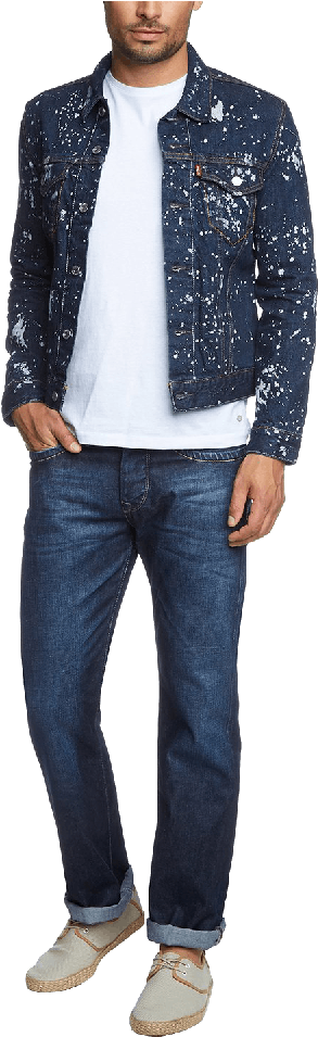 Casual Denim Outfit Male Model PNG Image