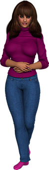 Casual Fashion3 D Rendered Woman PNG Image