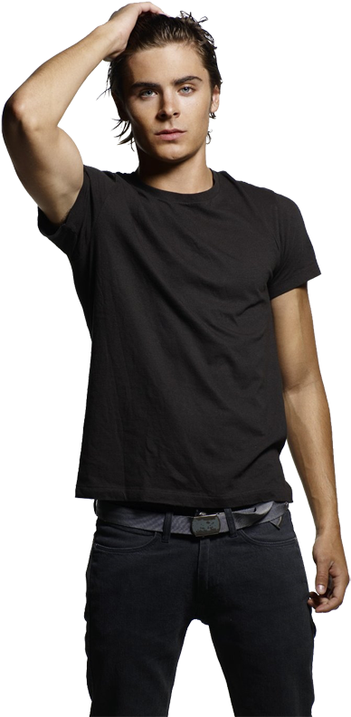 Casual Man Posing Black Outfit PNG Image