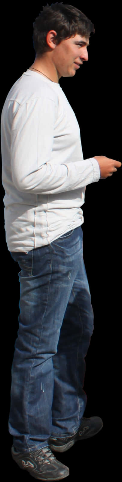 Casual Man Standing Side View PNG Image