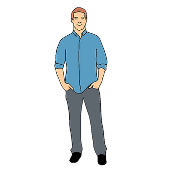 Casual Man Standing Vector PNG Image