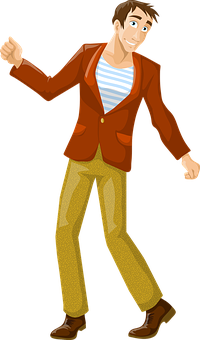 Casual Man Walking Illustration PNG Image