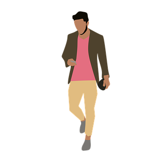 Casual Man Walking Illustration PNG Image