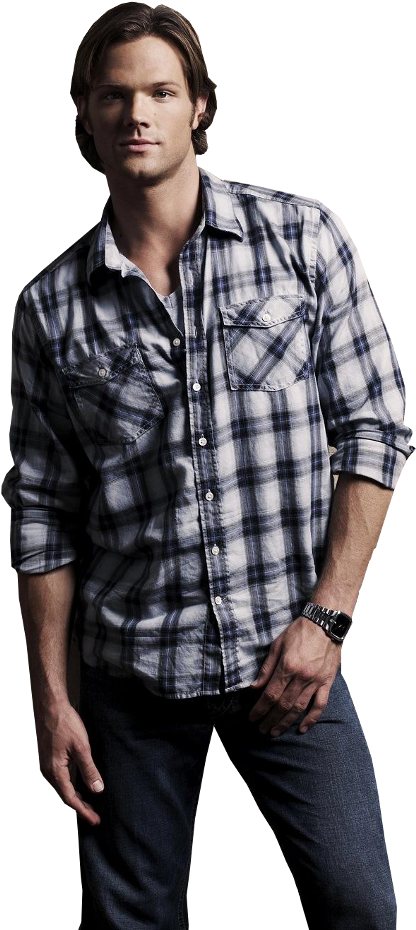 Casual Plaid Shirt Man PNG Image