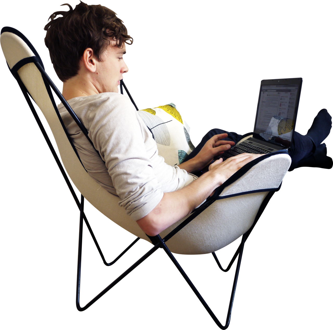 Casual Remote Work Setup PNG Image