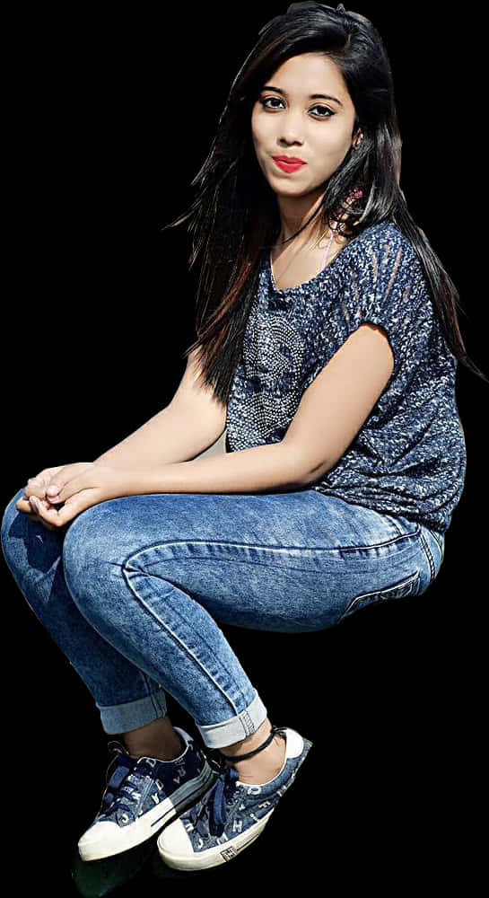 Casual Seated Girl P N G Image PNG Image