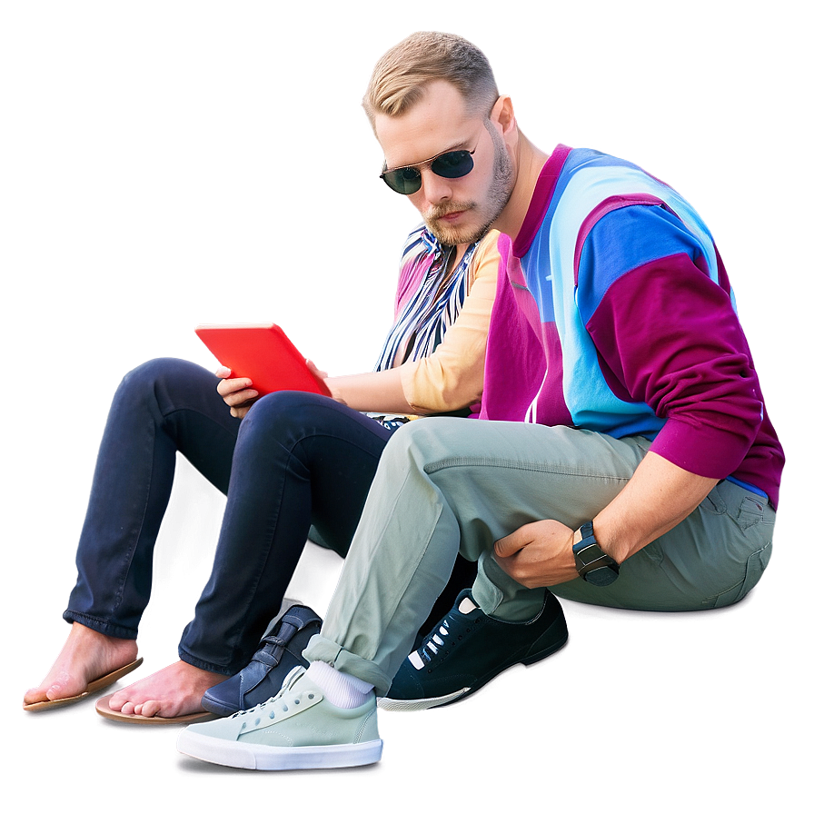 Casual Sitting Poses Group Png Idf PNG Image