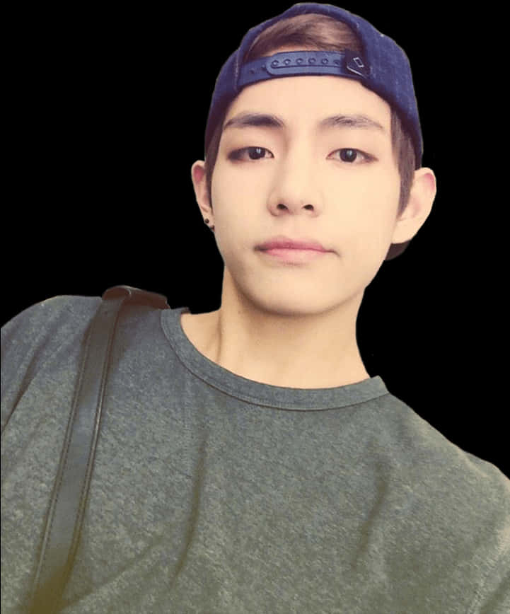 Casual Taehyungwith Cap PNG Image