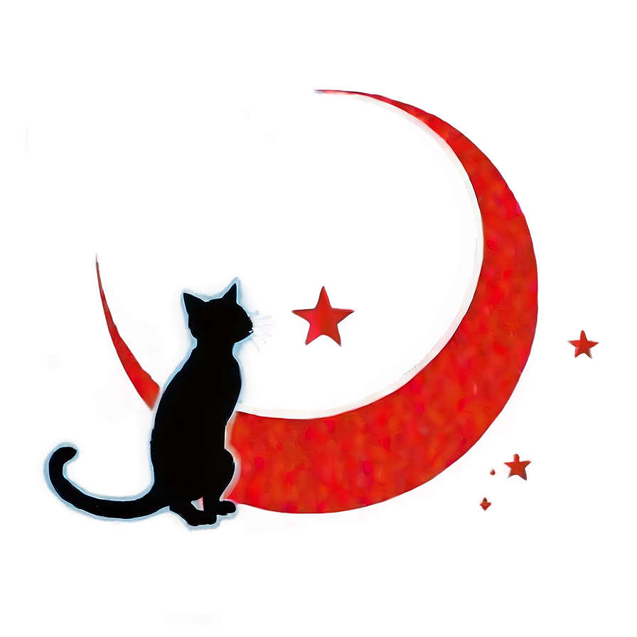 Cat And Moon Silhouette Png Dro PNG Image