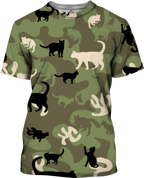 Cat Camo T Shirt Design PNG Image