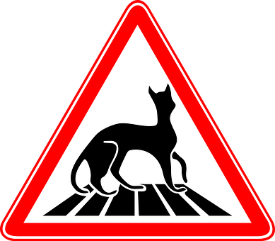 Cat Crossing Sign PNG Image