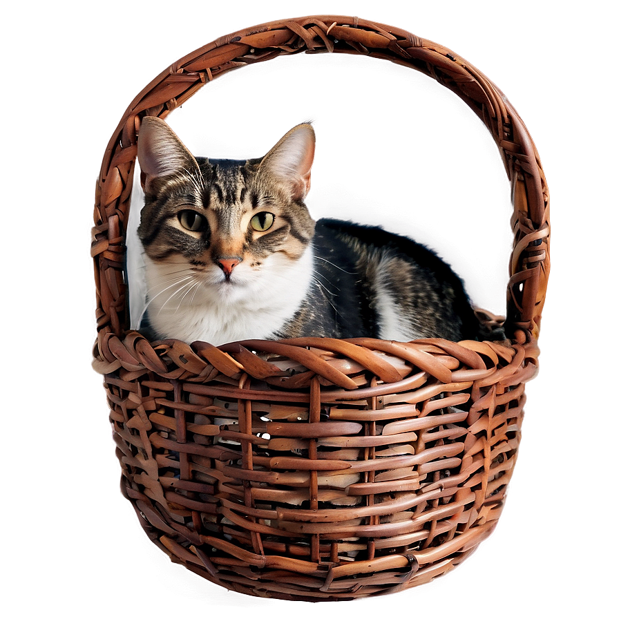 Cat In Basket Cozy Png B PNG Image