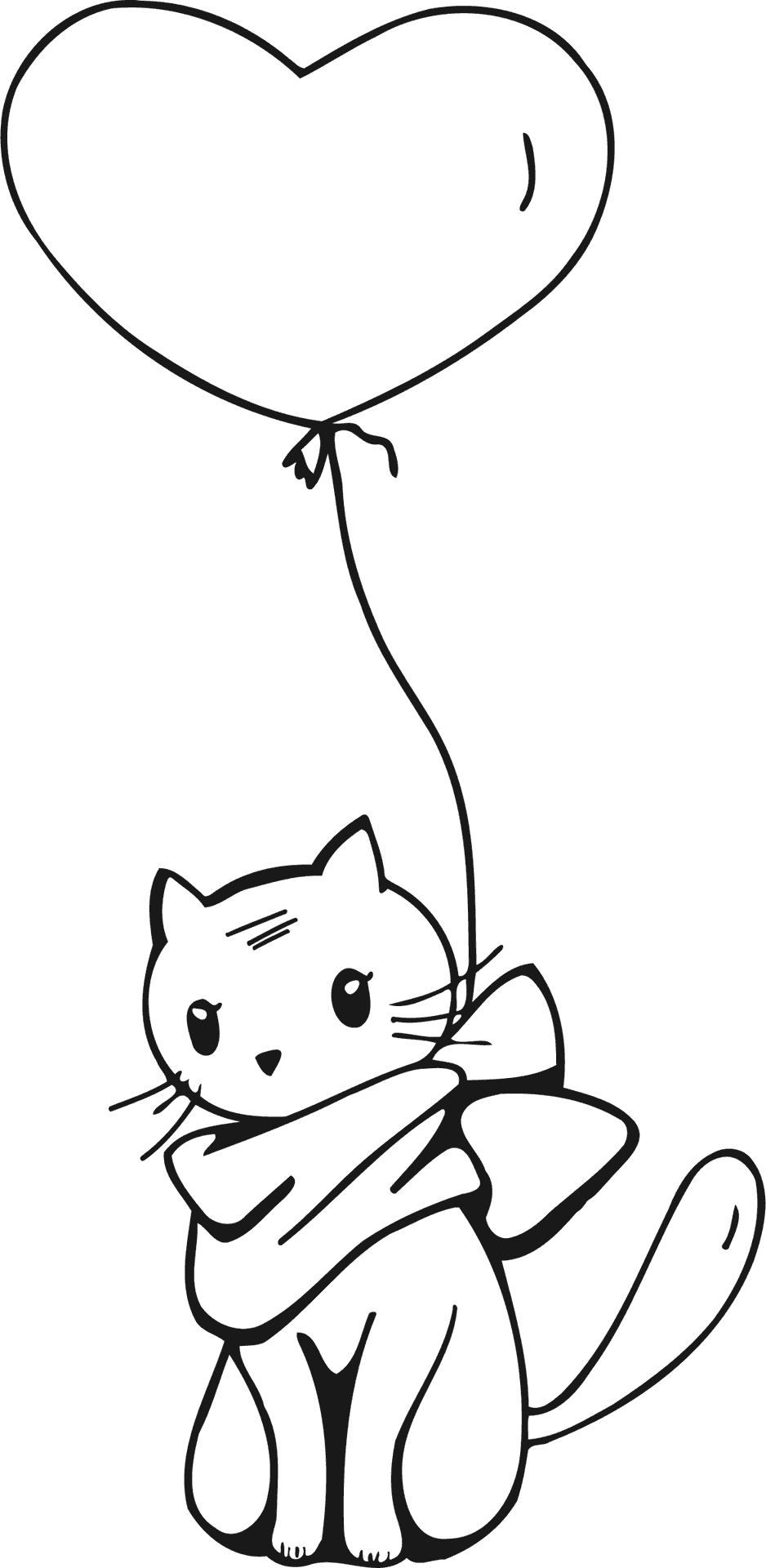 Cat_with_ Heart_ Balloon_ Sketch.png PNG Image