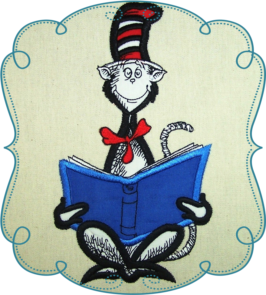 Catinthe Hat Reading Embroidery PNG Image