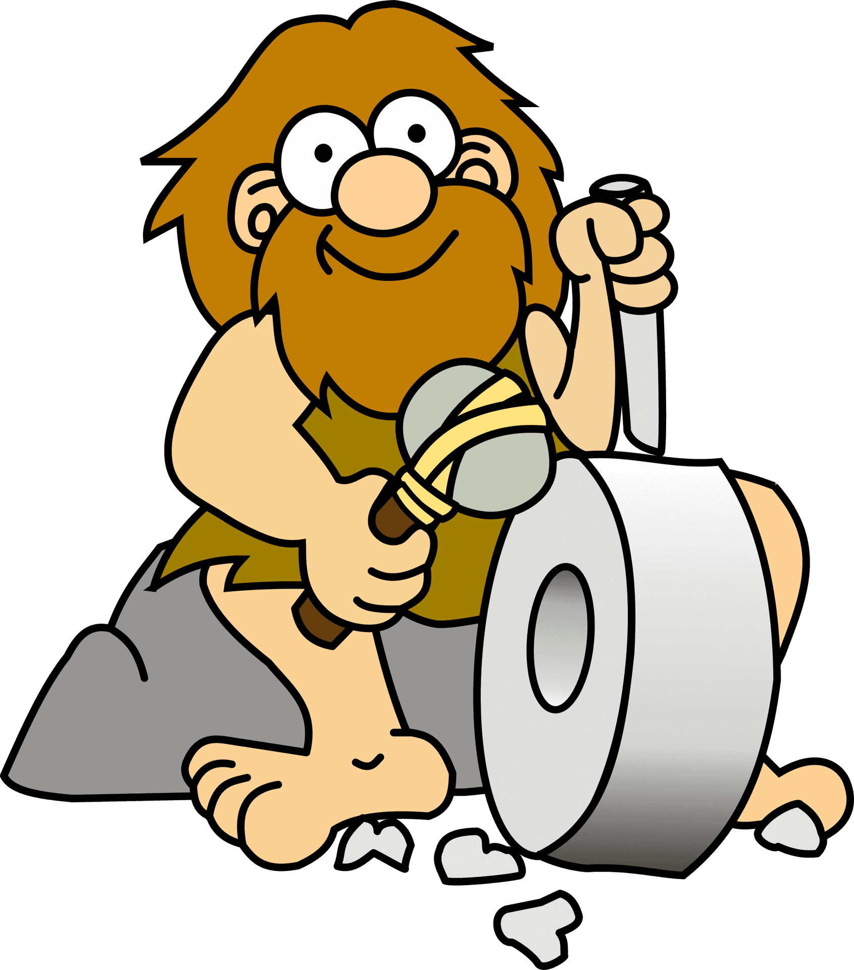 Caveman Discovering Toilet Paper PNG Image