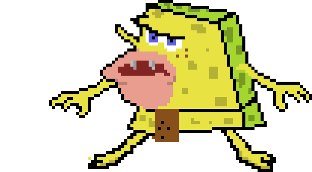 Caveman Sponge Bob Meme Pixel Art PNG Image