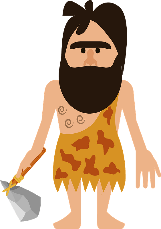 Caveman_with_ Club_and_ Stone_ Tool.png PNG Image