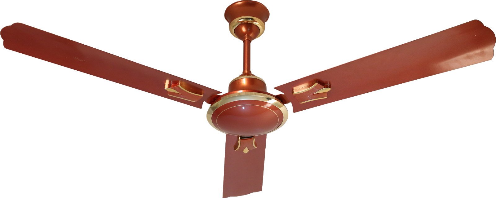 Ceiling Fan Redand Gold PNG Image