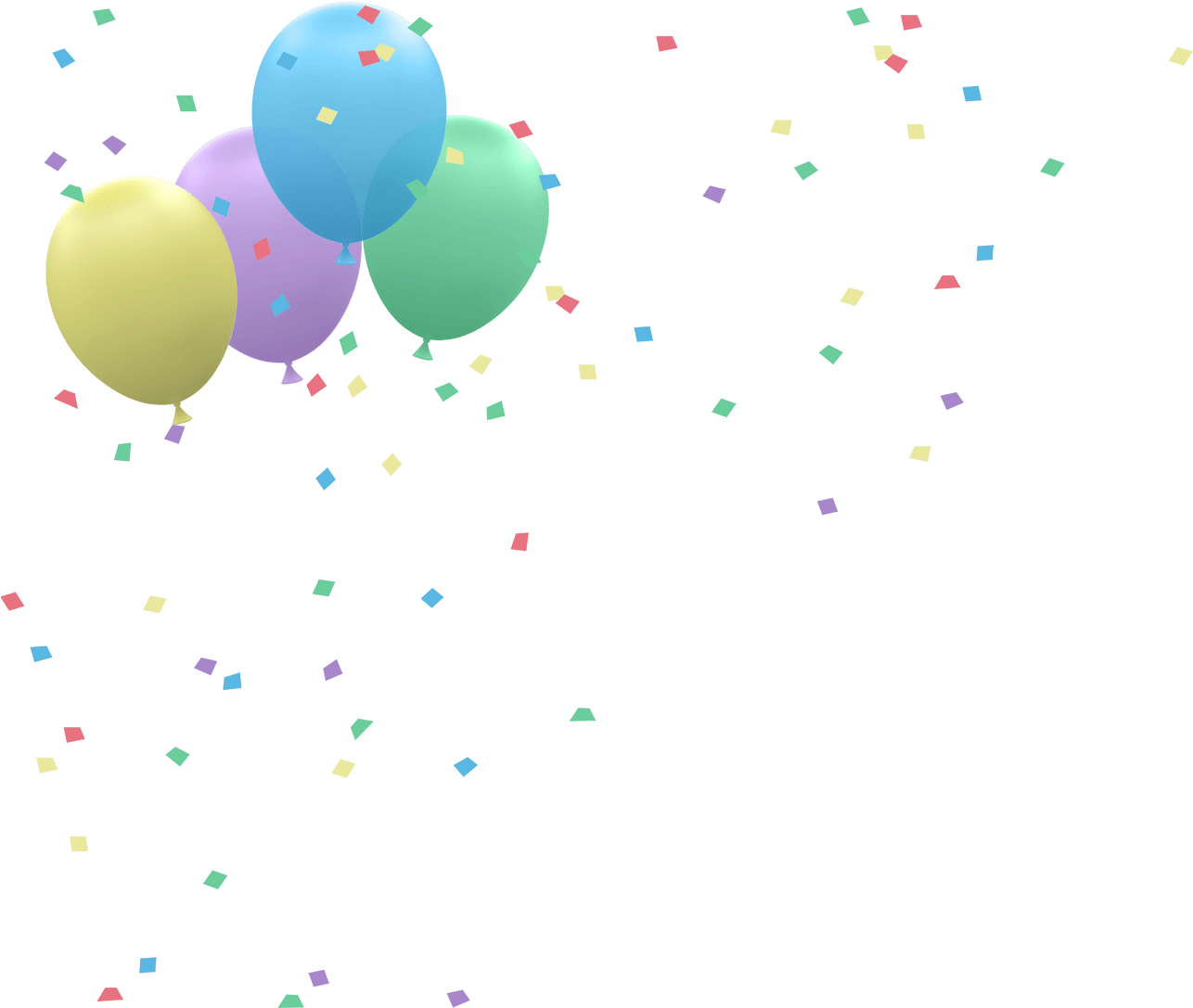 Celebratory Balloonsand Confetti PNG Image