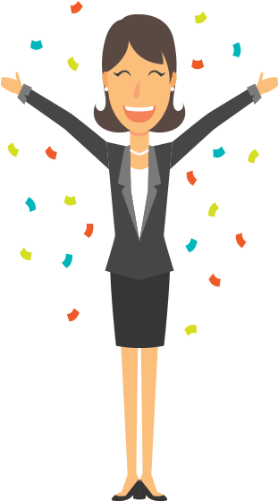 Celebratory Businesswoman Cartoon PNG Image