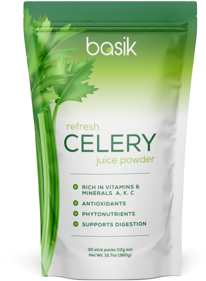 Celery Juice Powder Packet Basik Brand PNG Image