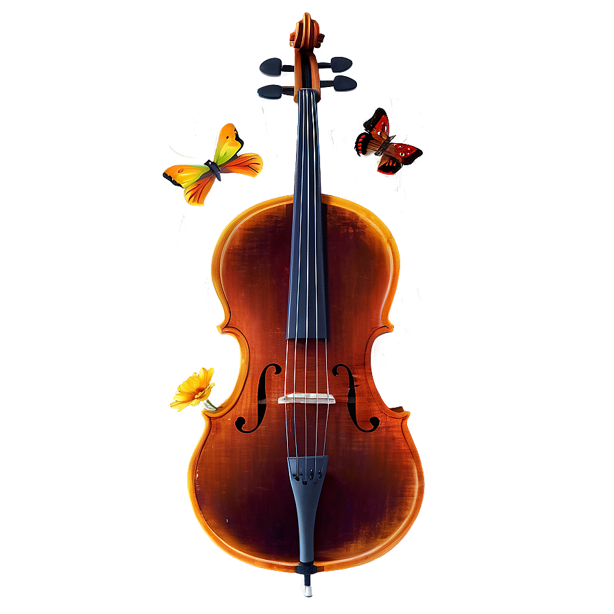 Cello With Butterflies Png Mtn51 PNG Image