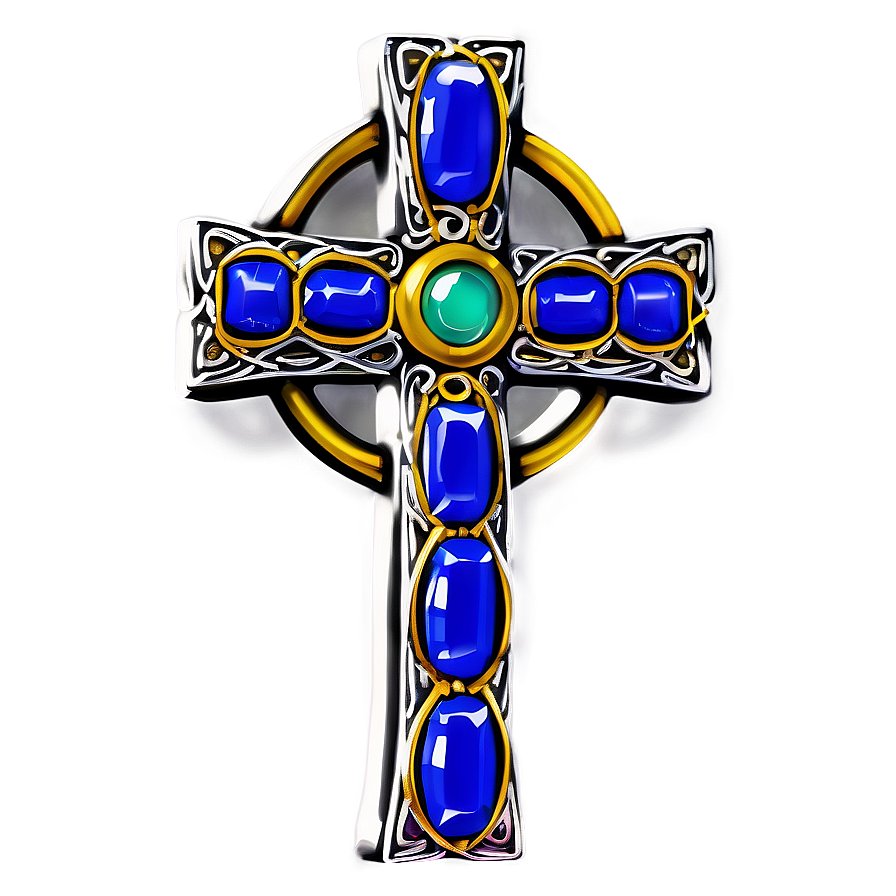 Celtic Cross With Gemstones Png 91 PNG Image