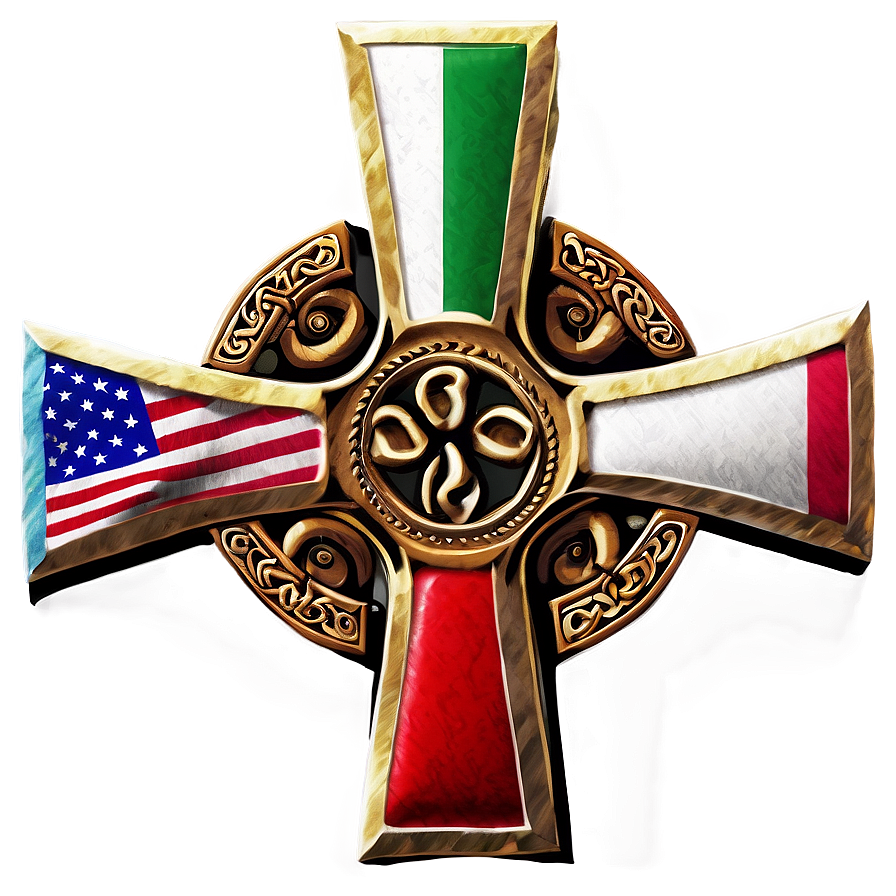 Celtic Cross With National Flag Png 06212024 PNG Image