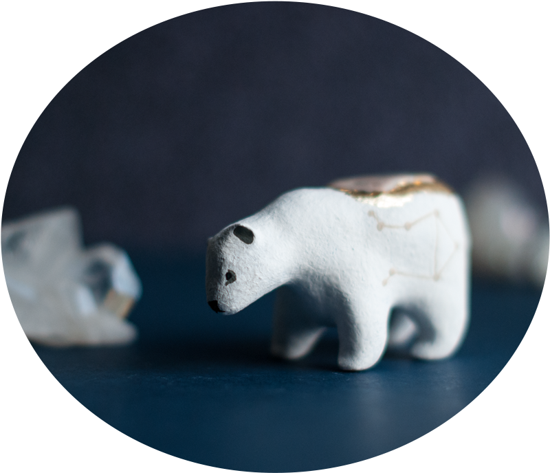 Ceramic Polar Bear Figurine PNG Image