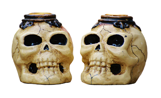 Ceramic Skull Pots PNG Image