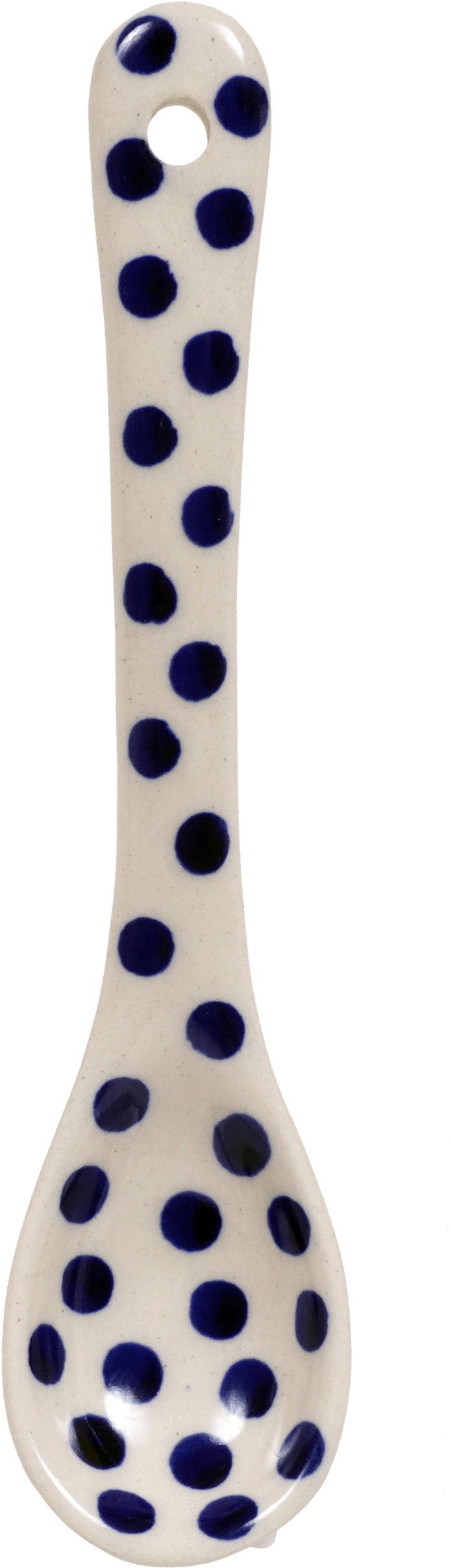 Ceramic Spoonwith Blue Dots PNG Image