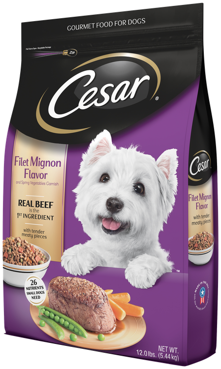 Cesar Dog Food Filet Mignon Flavor Packaging PNG Image