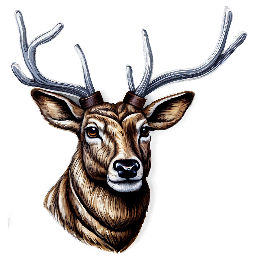 Chalkboard Deer Head Drawing Png Puk PNG Image