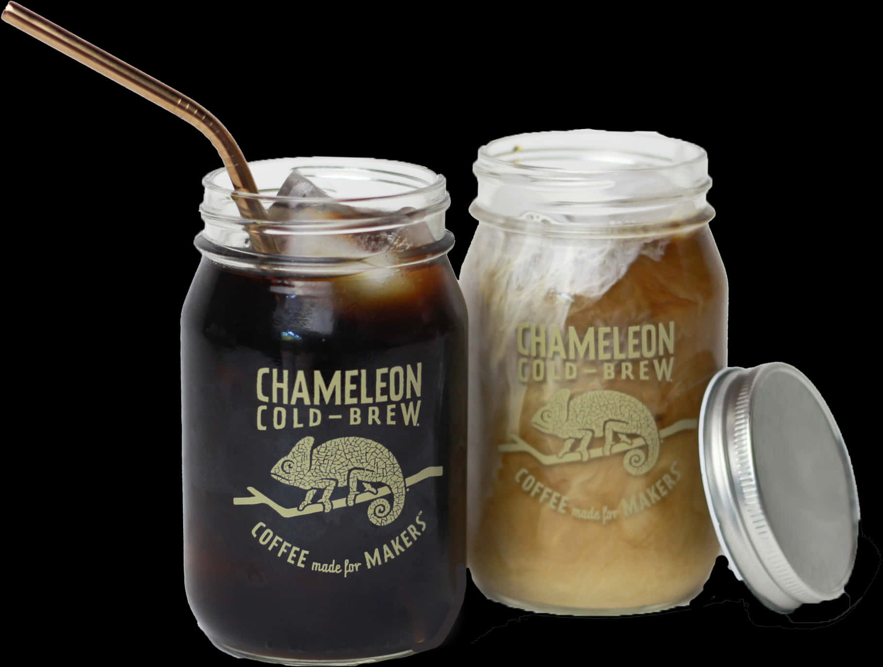 Chameleon Cold Brew Coffee Jars PNG Image