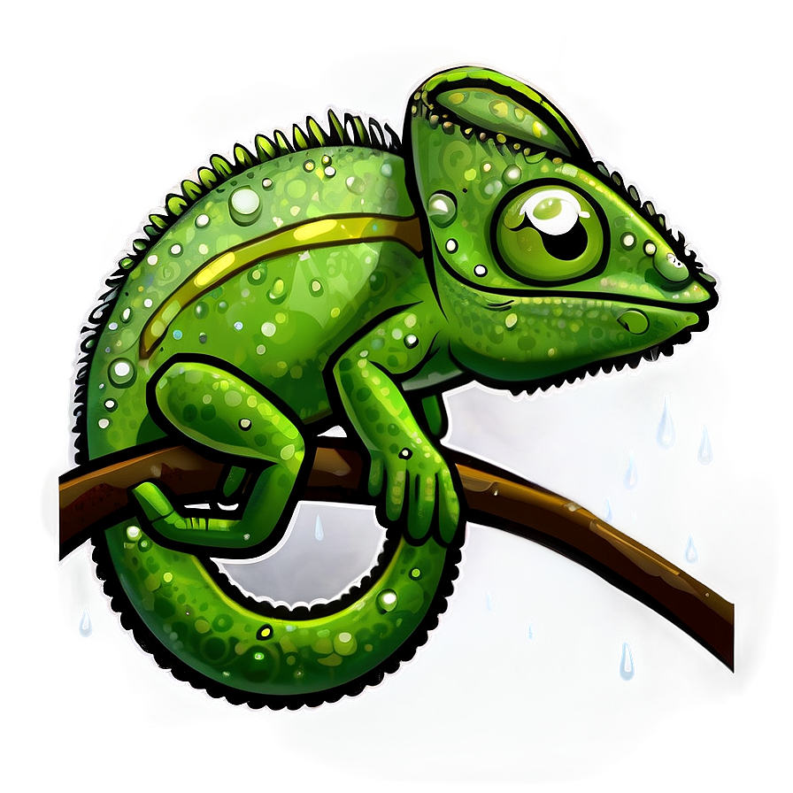 Chameleon In A Rainy Scene Png Qyf PNG Image