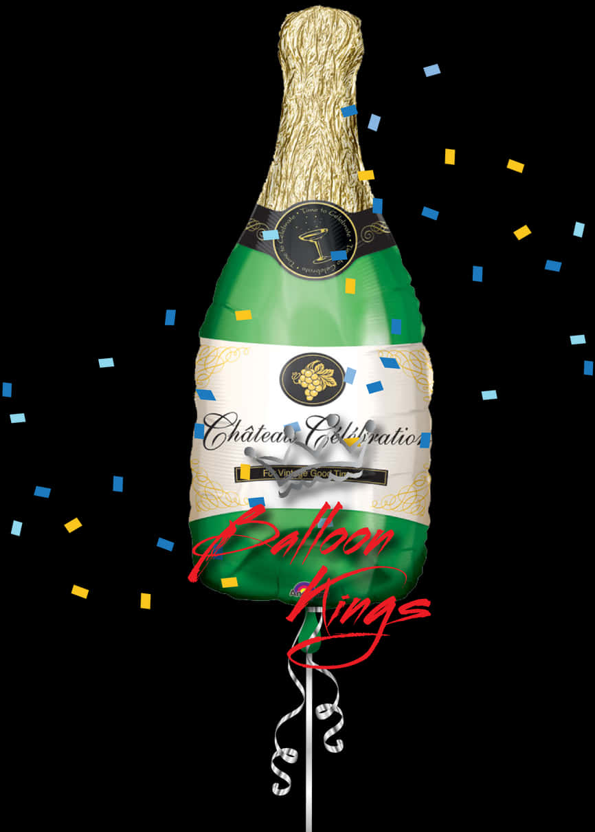 Champagne Bottle Balloon Celebration PNG Image