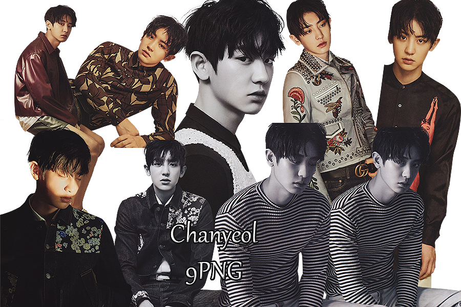 Chanyeol Fashion Collage PNG Image