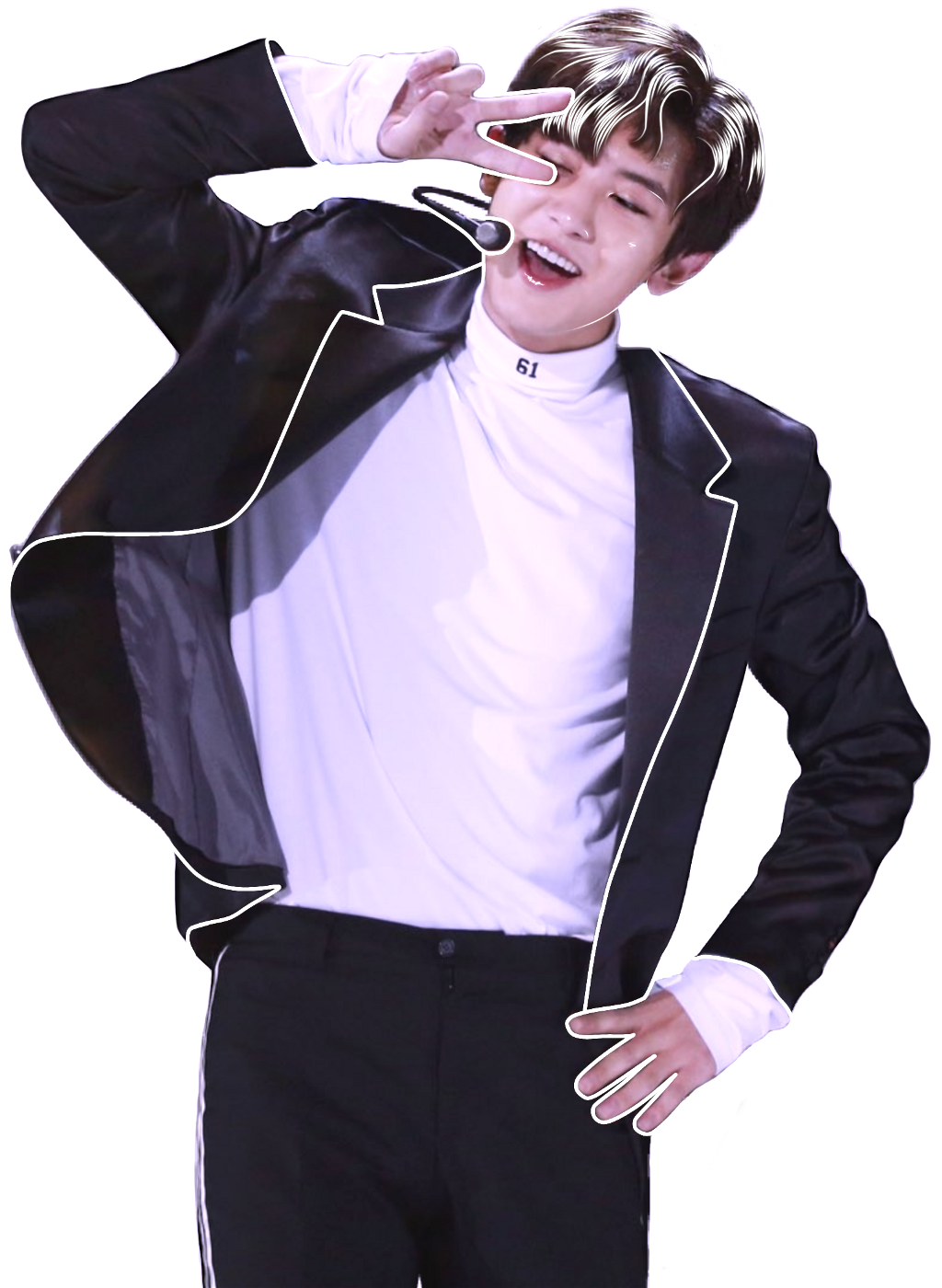 Chanyeol Peace Sign Performance PNG Image