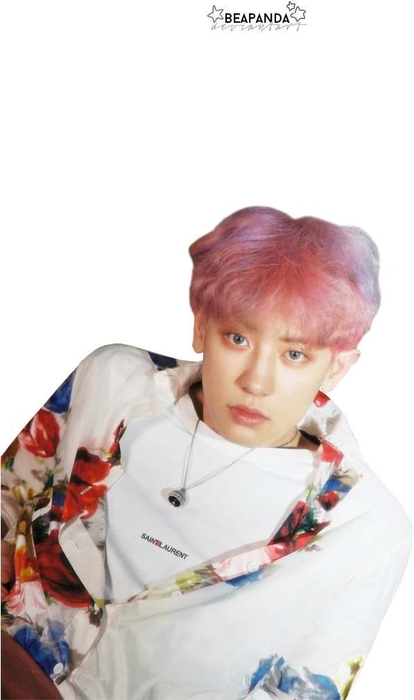 Chanyeol Pink Hair Fashion Portrait PNG Image