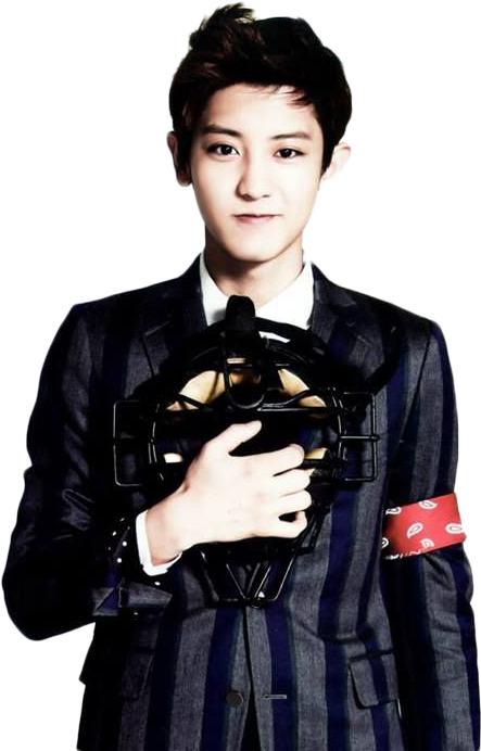 Chanyeolin Striped Suit PNG Image