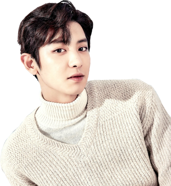 Chanyeolin White Turtleneck Sweater PNG Image