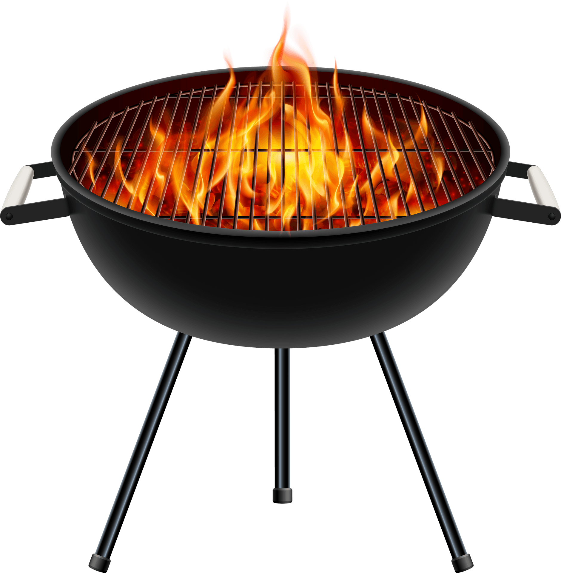 Charcoal Grillwith Flames PNG Image