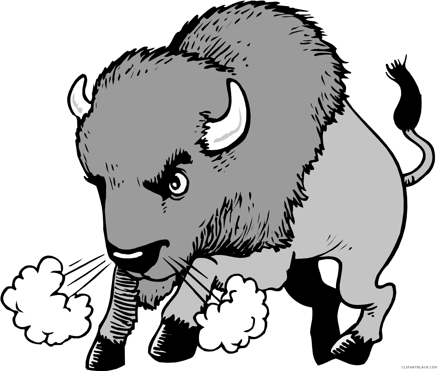 Charging Bison Cartoon PNG Image