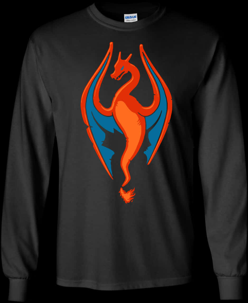 Charizard Themed Long Sleeve Shirt PNG Image