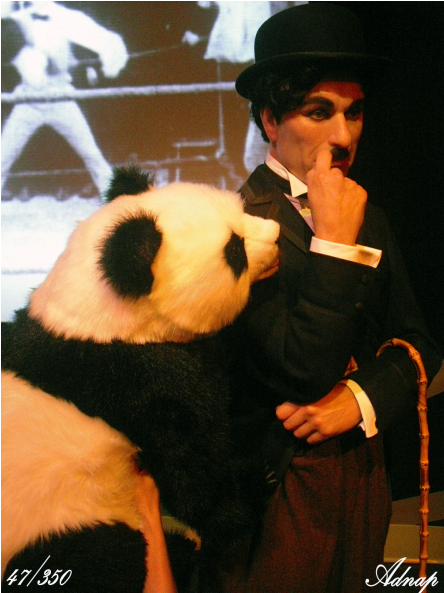 Charlie_ Chaplin_ With_ Panda_ Performer PNG Image